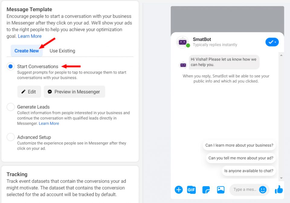 message templates in messenger