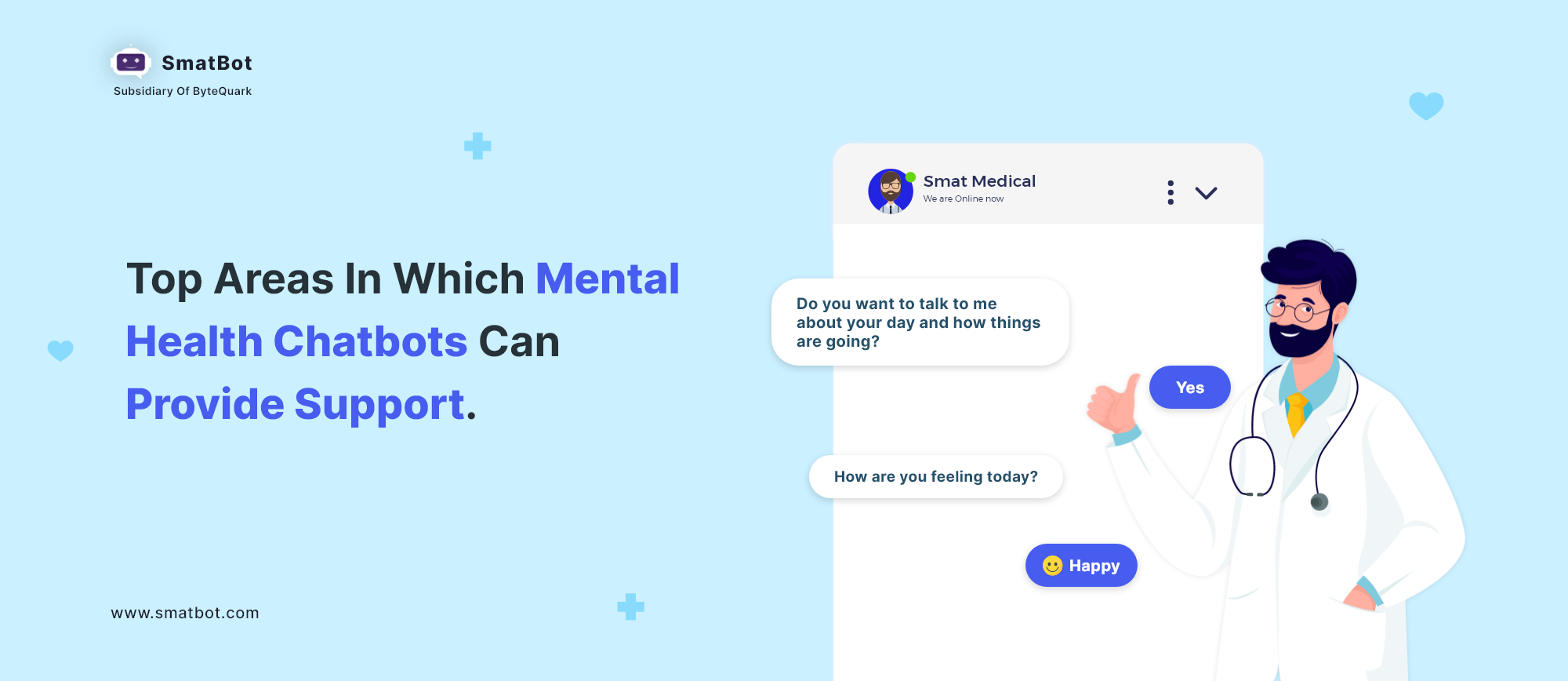 key support areas for mental health chatbots