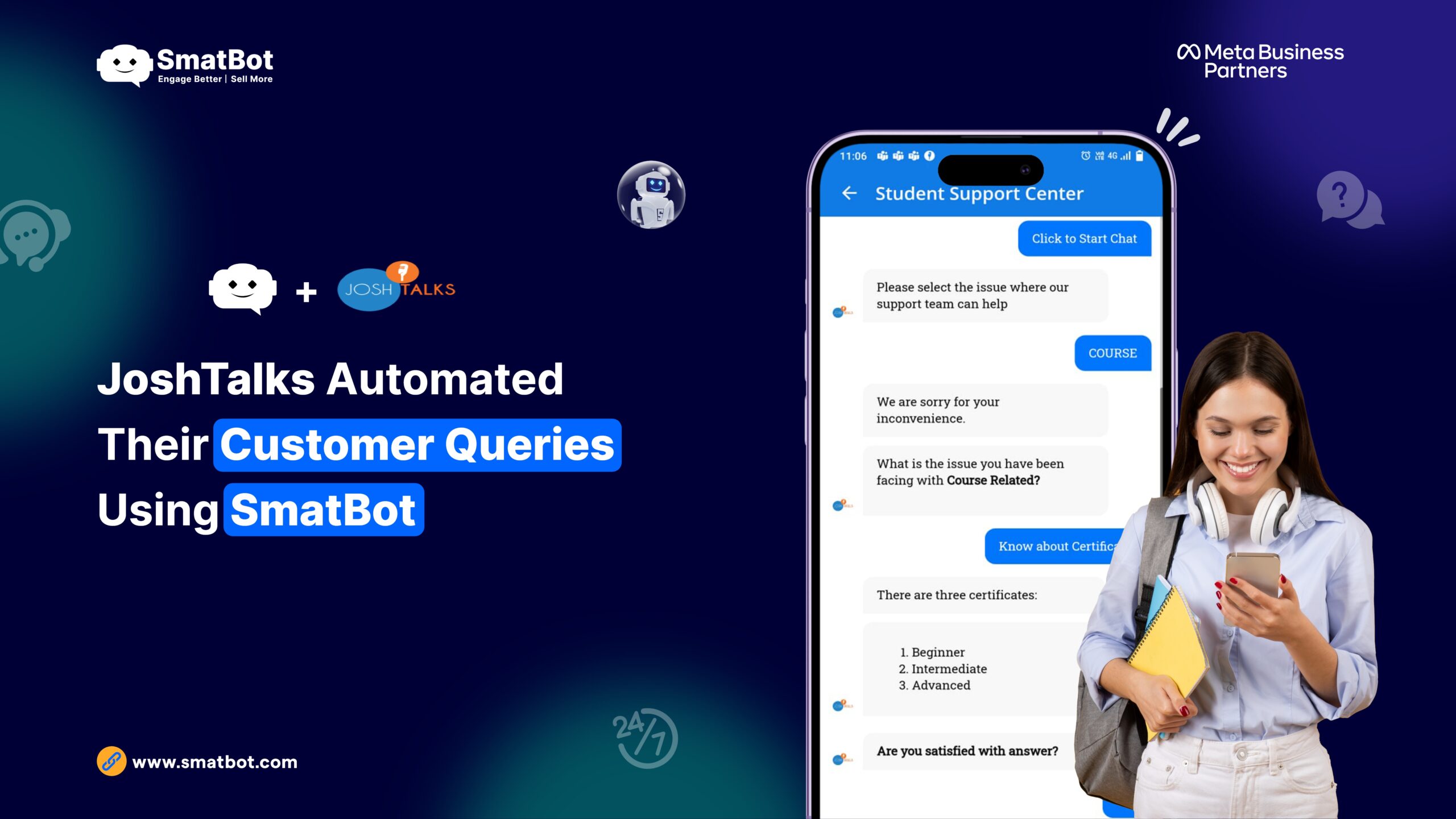 JoshTalks Automated Customer Queries Using SmatBot's Chatbot
